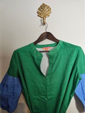 Vilagallo Dress Green Womens 40 (8) Linen Blend
